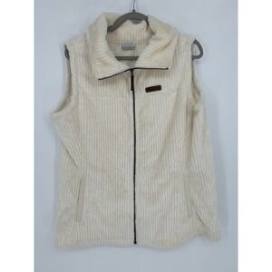 Columbia Fire Side Sherpa Vest Women XXL Cream Ivory Fleece Hiking Gorpcore Warm